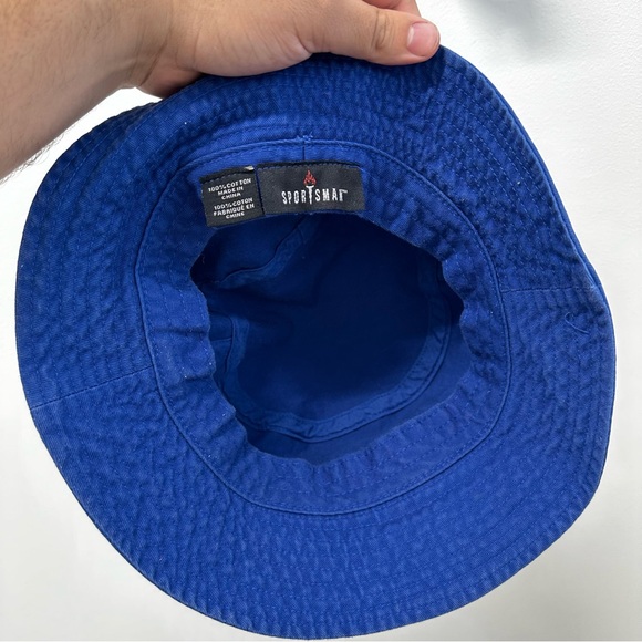 Billie Eilish Royal Blue Bucket Hat Lime Green Embroidered Y2K Preppy Funky - Picture 3 of 3
